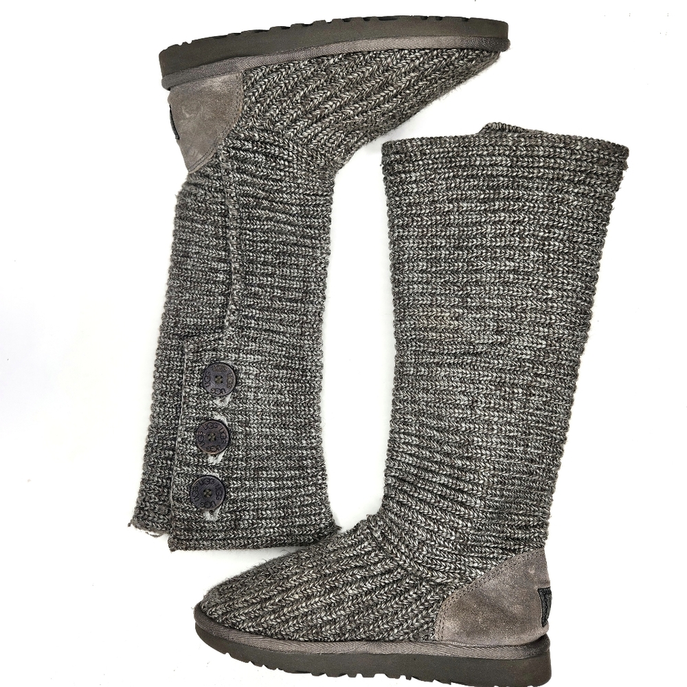 UGG Classic Cardigan Knit Boots in Gray size 8 - Picture 6 of 12